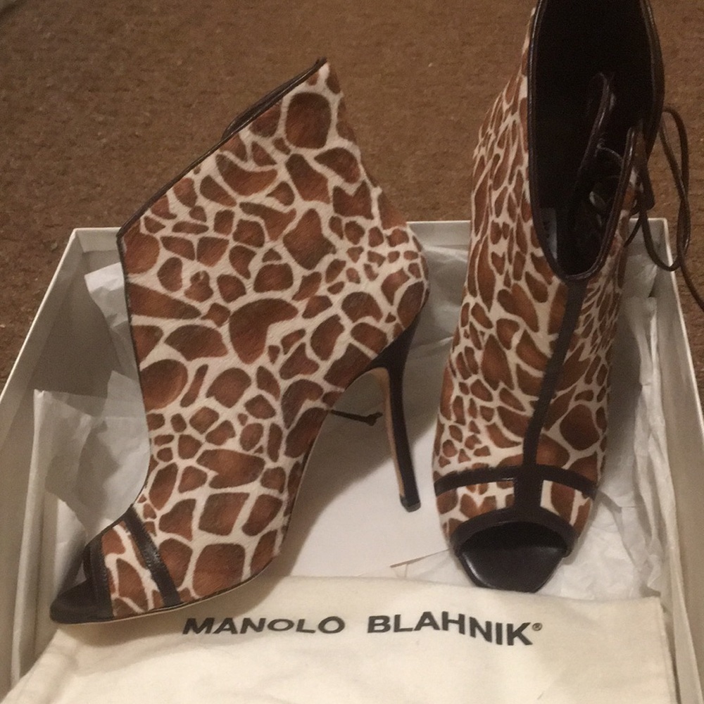 NEW Manolo Blahnik pony hair booties.